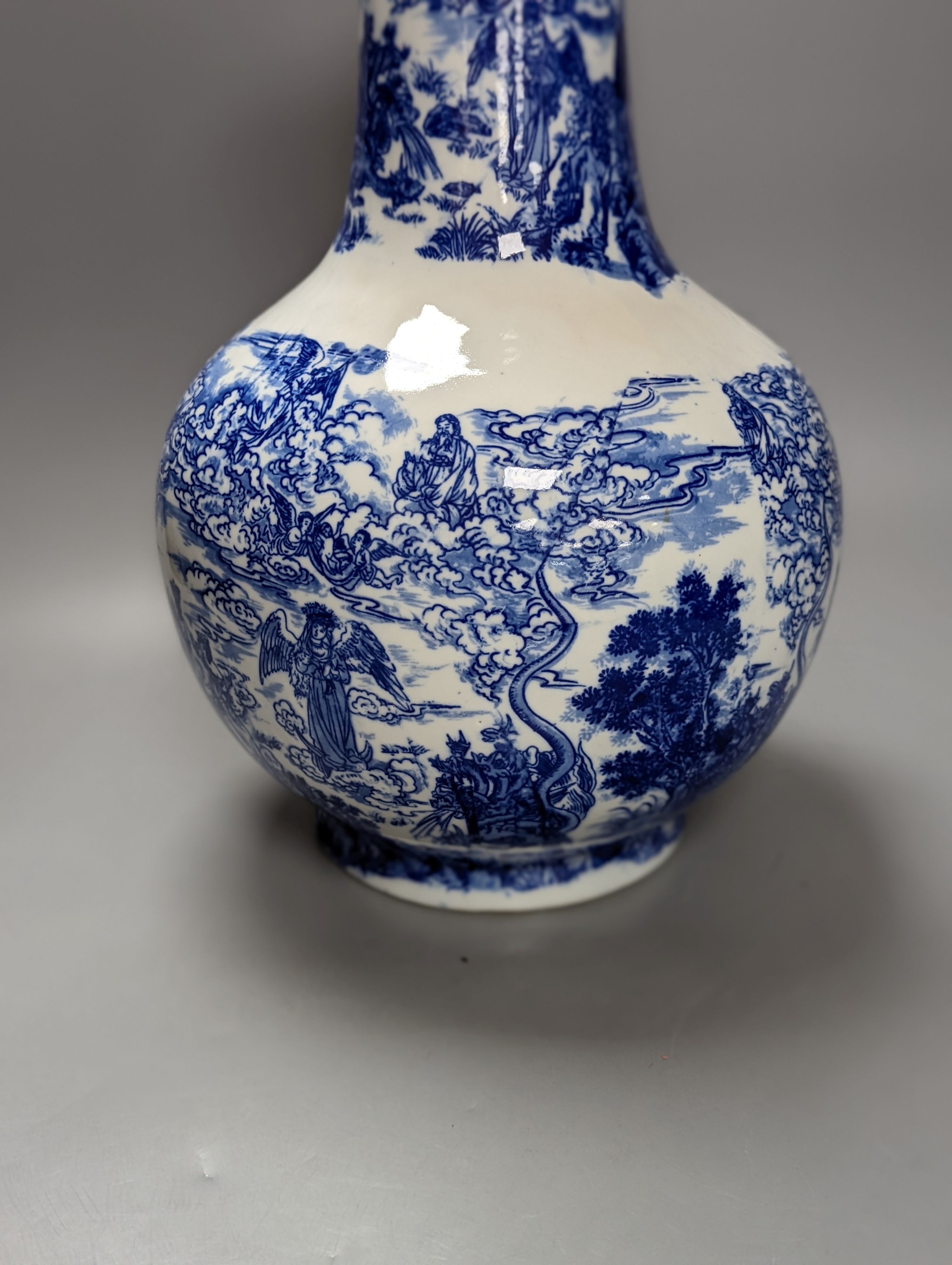 A Chinese blue printed porcelain vase, 45 cms high.